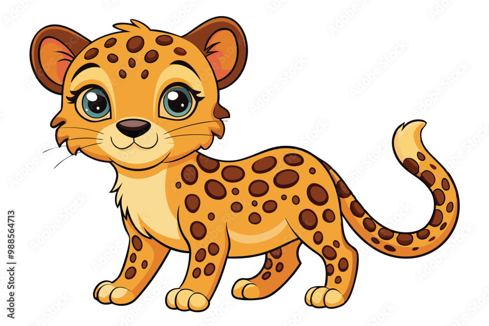 The lively leopard happily explores its playful environment with curiosity, a cartoon character Cute leopard The lively leopard happily explores its playful environment with curiosity, a cartoon character Cute leopard