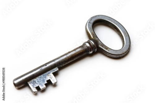 Metal Key. Isolated House Key with Shiny Metal. Unlocking the Door Concept