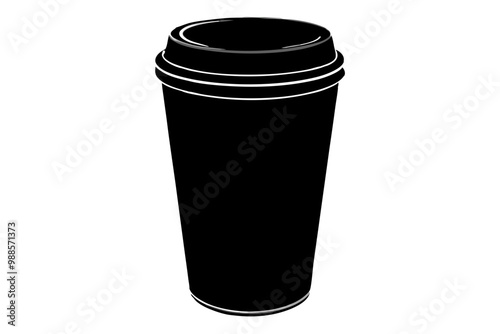 paper coffee cup with lid silhouette icon illustration