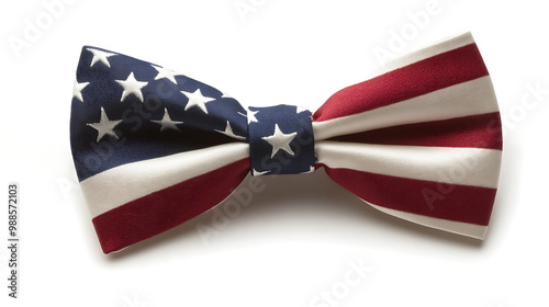 Bow tie of the US flag, white background