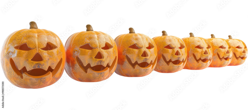 PNG Halloween pumpkins in a row PNG Halloween pumpkins in a row