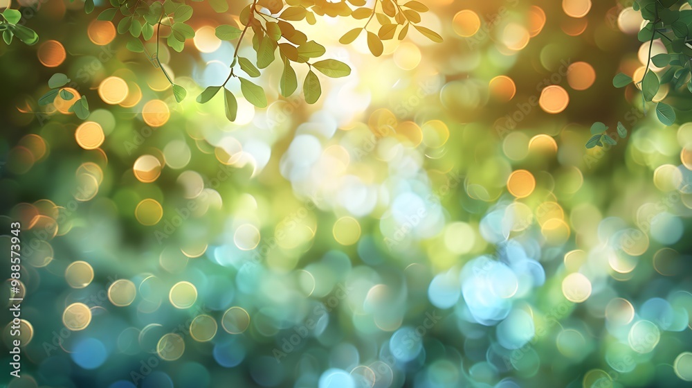 Fototapeta premium Green Leaves and Defocused blurred background.