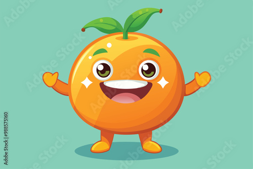 A happy orange character smiles widely, showcasing bright features and a playful personality, a cartoon character Happy Cute orange