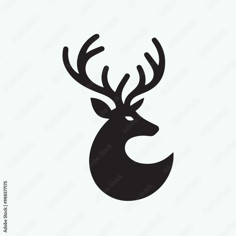 Fototapeta premium deer logo black icon, deer vector illustration