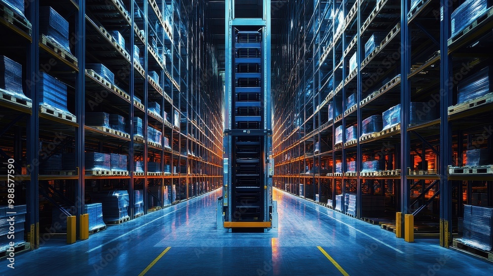 Fototapeta premium Efficient and Organized Warehouse at Night