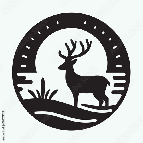 deer logo black icon,  deer vector illustration