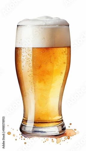beer illustration watercolor glass olated background white  beer watercolor white mug isolated glasses background hand illustration ales foam light bar alcohol pub pint yellow drawn celebration party