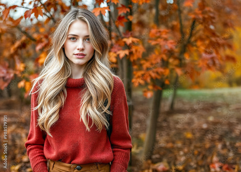 A young fashionable blonde woman in an Autumnal setting A young fashionable blonde woman in an Autumnal setting