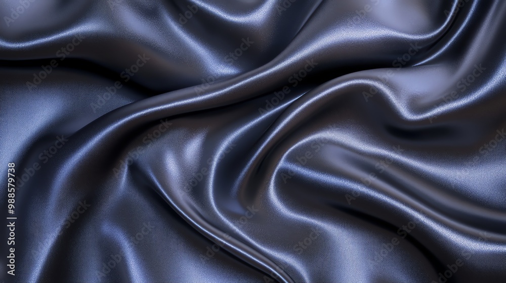 A closeup of smooth, dark gray silky fabric. A closeup of smooth, dark gray silky fabric.
