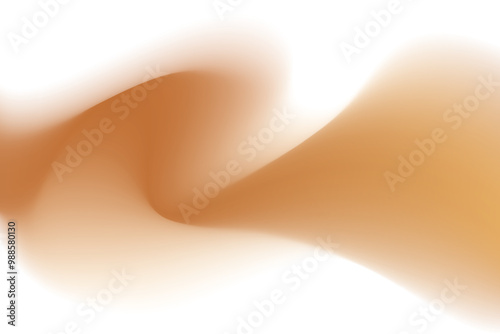 Abstract brown flowing wave, blurred gradient texture, isolate design element. Tan blurry swirl shape. Aesthetic nude beige shadow curl decoration.