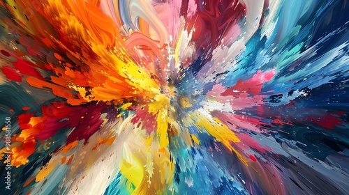 Wallpaper Mural Abstract Colorful Explosion of Paint Strokes and Splashes Torontodigital.ca