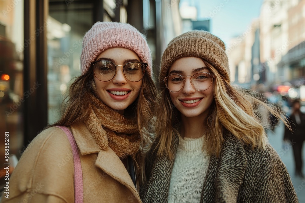 Girlfriends in Manhattan doing shopping on sunny day, Generative AI Girlfriends in Manhattan doing shopping on sunny day, Generative AI
