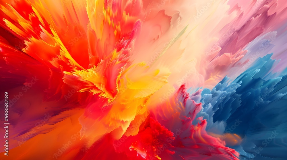 Abstract Colorful Explosion with Brushstrokes Abstract Colorful Explosion with Brushstrokes