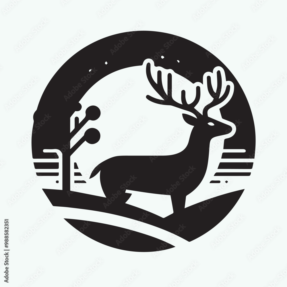 deer logo black icon, deer vector illustration deer logo black icon, deer vector illustration