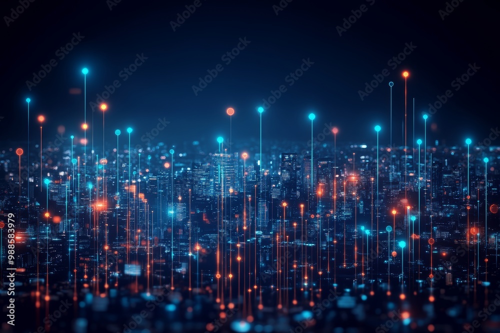 Digital City Skyline with Data Connections, Symbolizing Technology, Innovation, and the Future. Digital City Skyline with Data Connections, Symbolizing Technology, Innovation, and the Future.