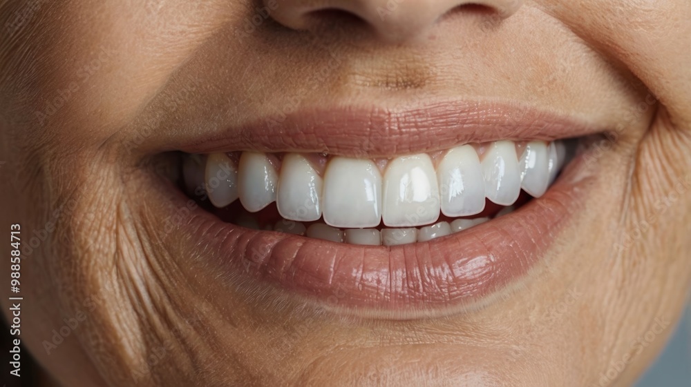 Obraz premium Senior woman smiling showing healthy white teeth