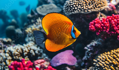 A coral fish - Hooded butterflyfish