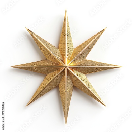 Golden Christmas Star on white background