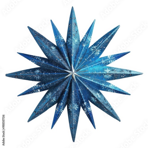 Blue Christmas Star on white background
