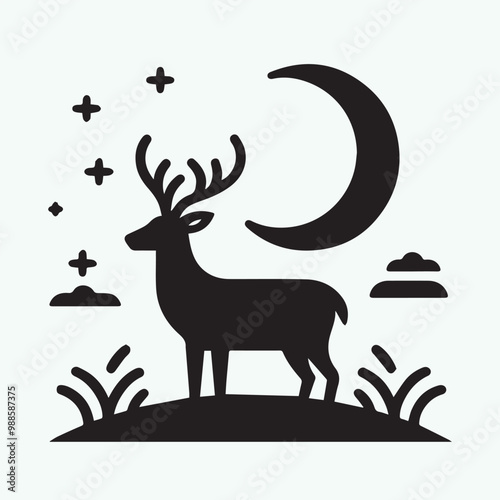 deer logo black icon,  deer vector illustration