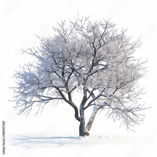 Tree are covered in snow. The snow is around the tree.