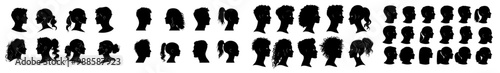 Person avatar silhouettes of woman, man, girl, and boy for faceless photo of user profile or social network profile.