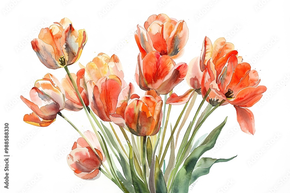 a painting of Beautiful blooming flower and leaves background in digital art a painting of Beautiful blooming flower and leaves background in digital art