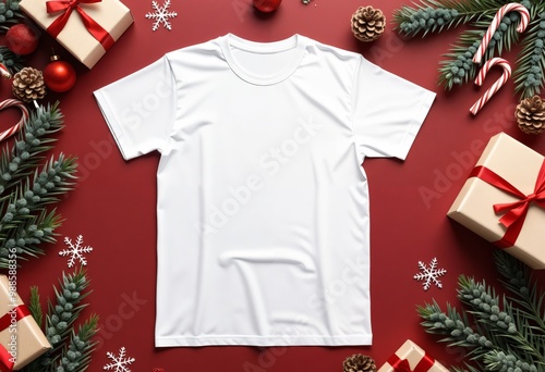 white t-shirt mockup on red background