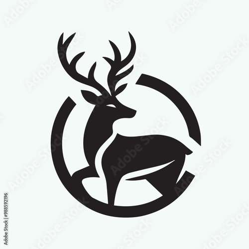 deer logo black icon,  deer vector illustration