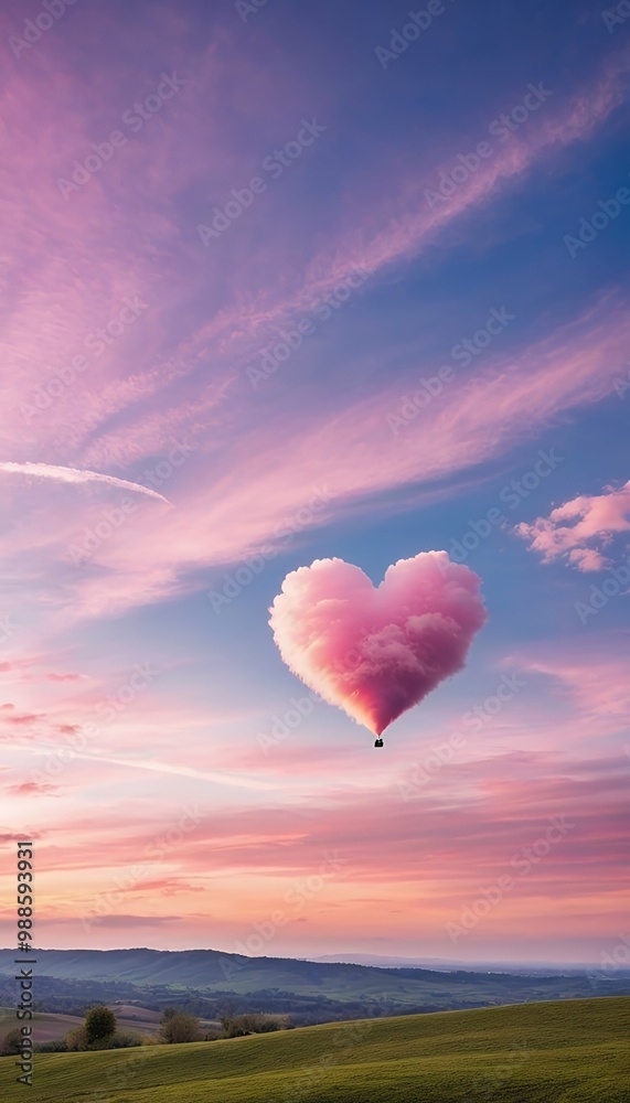 illustration a love cloud pink fluffyheart likes landscape sunset concept shaped nubes cloud shape valentine fluffy surreal story celebration love cloudscape sky imagination romance emotion dream