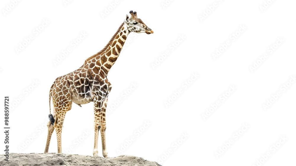 Obraz premium An isolated animal image on a pure white background. The animal has distinct features and a unique charm. Its pose and expression capture attention. The white background makes the animal stand out cle