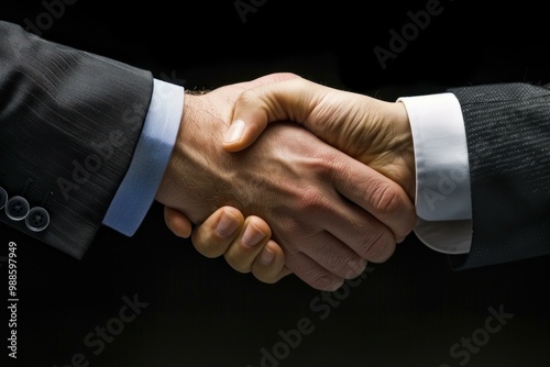 Two businessmen shaking hands after reaching an agreement