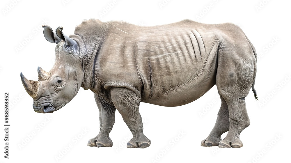 Fototapeta premium An isolated animal image on a pure white background. The animal has distinct features and a unique charm. Its pose and expression capture attention. The white background makes the animal stand out cle