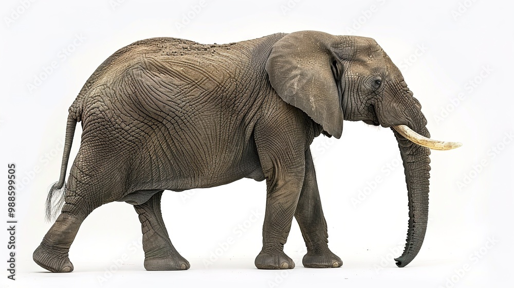 Fototapeta premium An isolated animal image on a pure white background. The animal has distinct features and a unique charm. Its pose and expression capture attention. The white background makes the animal stand out cle