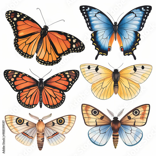 Colorful Butterflies, Delicate Garden Flowers, Butterfly Bushes, Soft Grass, Dew Drops.