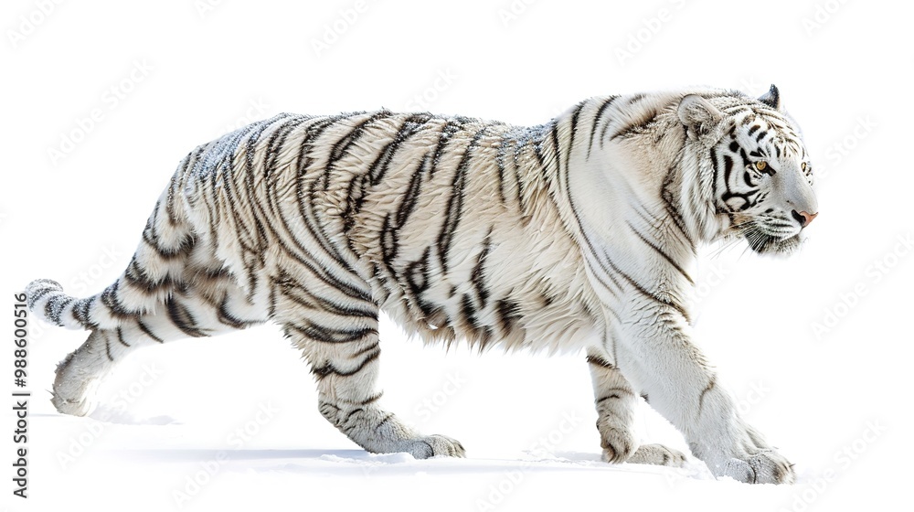 Fototapeta premium An isolated animal image on a pure white background. The animal has distinct features and a unique charm. Its pose and expression capture attention. The white background makes the animal stand out cle
