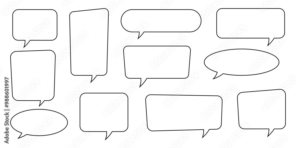 Obraz premium Collection of line speech bubble, speech balloon, chat bubble.