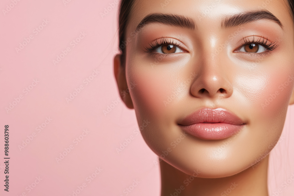 Fototapeta premium Salicylic Acid Facial Treatment on South Korean Woman’s Skin, Reducing Redness and Inflammation for a Flawless Complexion