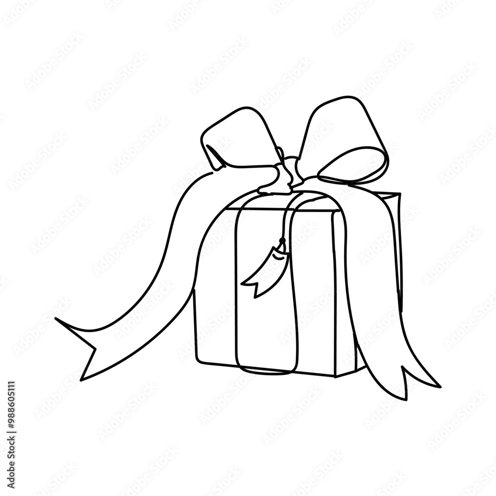 Fototapeta premium dessin en ligne continue d'un cadeau emballé, line art, vecteur