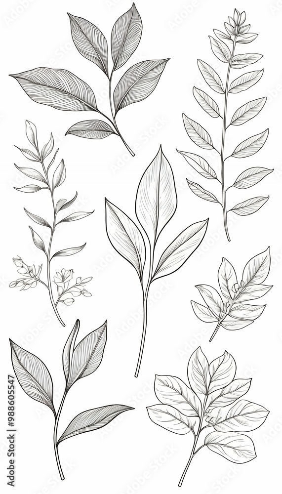 abstract outline hand white leaves floral drawn botanic background set plant art pencil sketch olated line branch illustration set tree branch floral outline botanic line hand draw plant vignetting abstract outline hand white leaves floral drawn botanic background set plant art pencil sketch olated line branch illustration set tree branch floral outline botanic line hand draw plant vignetting