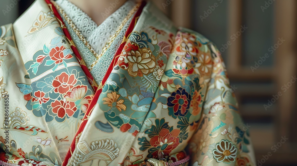 Naklejka premium A kimono with a floral pattern