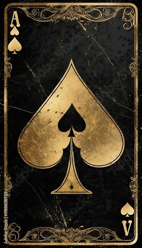 Obraz na płótnie playing gold black style art card spades antique pattern grunge background design casino modern poker ace vintage poker casino ace background vintage black gambling gamble retro old design ancient w salonie