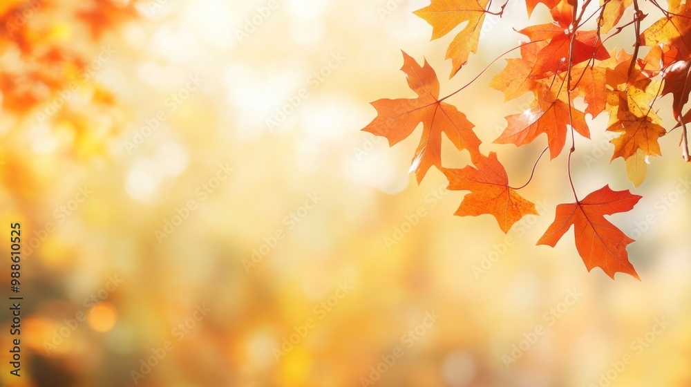 Autumn leaves with golden sunlight Autumn leaves with golden sunlight