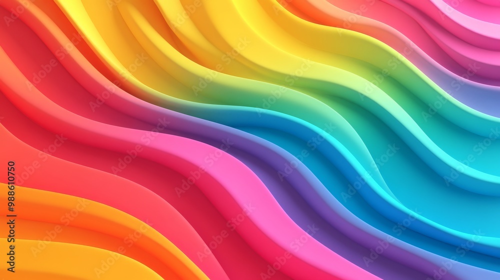 3D render of a colorful, rainbow-like wavy background. 3D render of a colorful, rainbow-like wavy background.