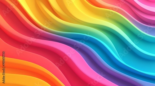 3D render of a colorful, rainbow-like wavy background.