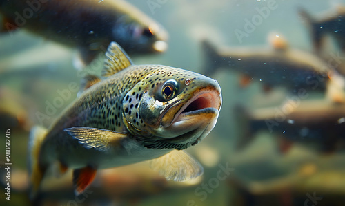 Fish in a breeding in salmon fish hatchery