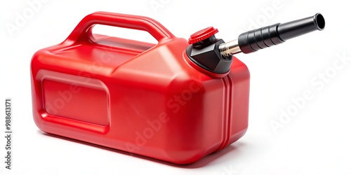 Bright red gas jug equipped with a handy spout, perfect for fuel storage and transportation. Ideal for safely