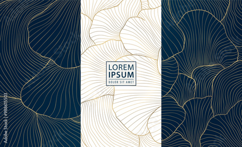 Vector set of organic line gold shapes, luxury line labels. Soap, chocolate, wine, perfume box package templates