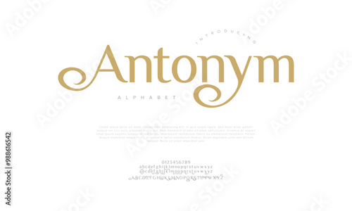 Antonym typography beauty fashion elegant minimalist serif italic fonts decorative wedding vintage retro logos. Minimal luxury font alphabet logo. Vector illustration