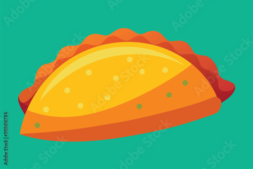 A colorful flat illustration of a Chilean empanada featuring its iconic shape and texture, A simple flat illustration of a Chilean empanada, a staple of Chilean cuisine